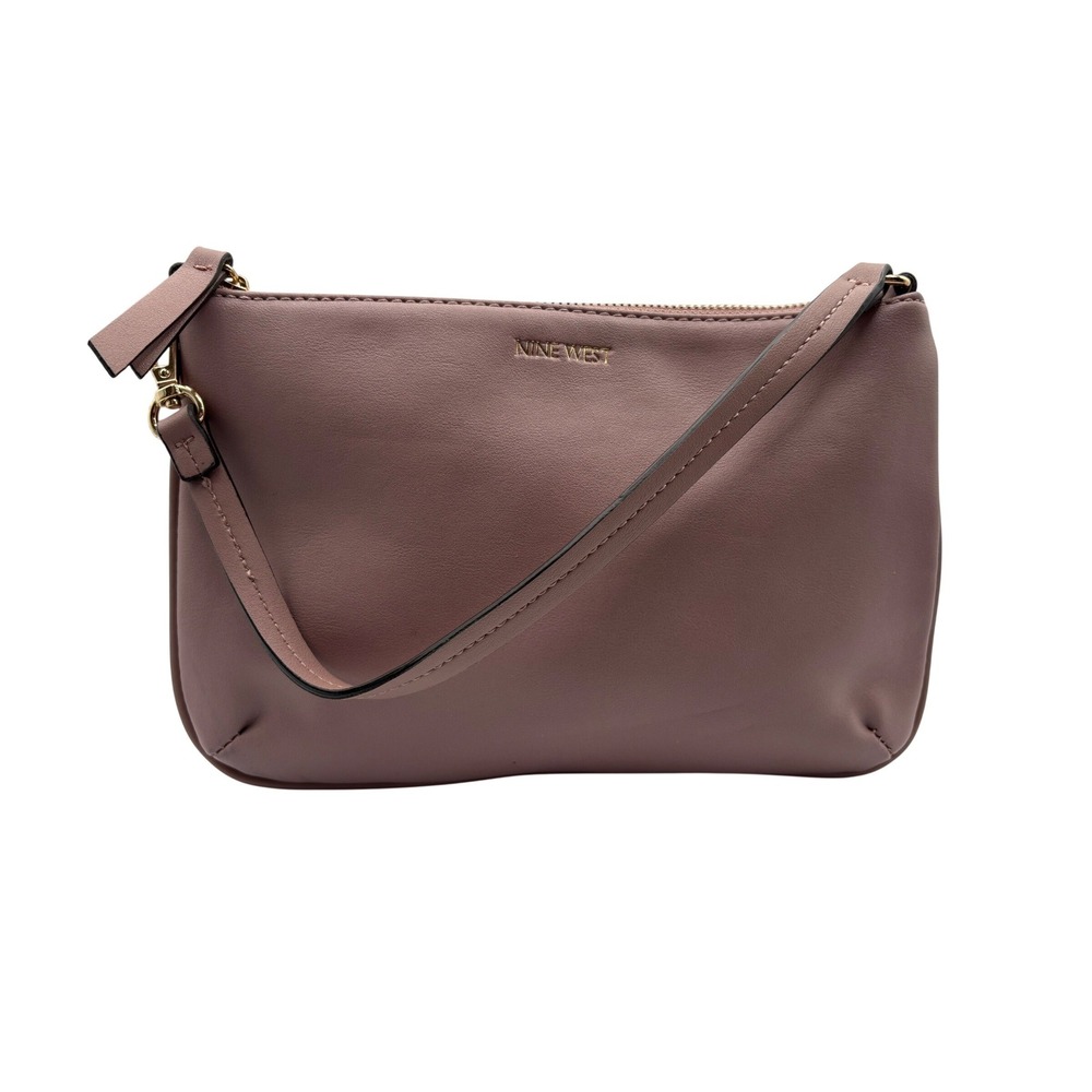 Nine West Crossbody Bag Womens Small‎ Mauve Pink Good Faux Leather Gold Hardware